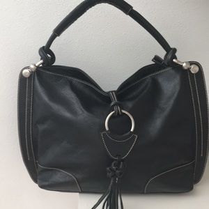 CELSIUS Large Black Leather Shoulder Purse (NWOT)